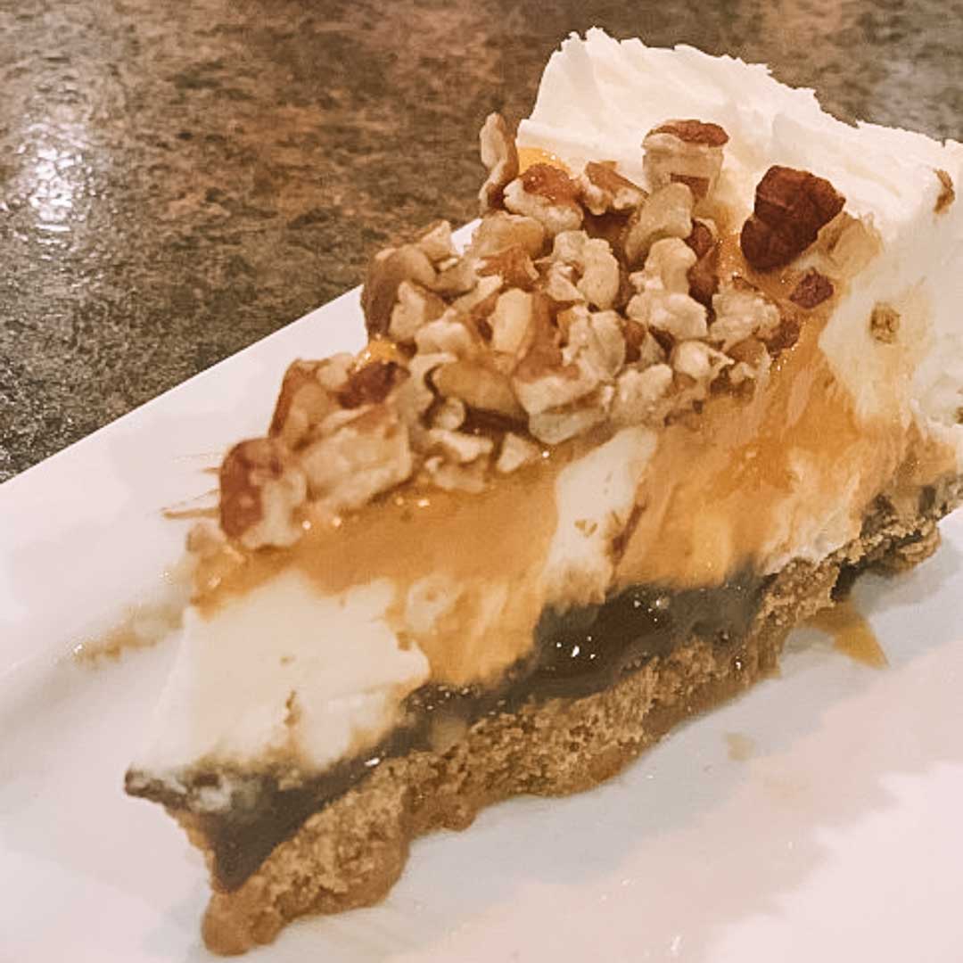 Blondies Best Best Cheesecake Ever Pecan Caramel Chocolate Turtle Cheesecake Slice Flint, Michigan